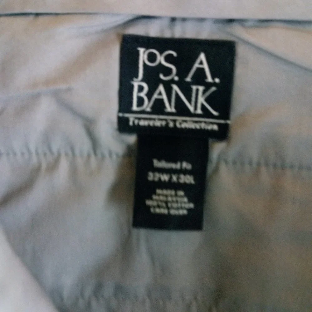 Jos A Bank Tailored Fit Mens Gray Khaki Cotton Chino Casual Pants 32x30 FF_8